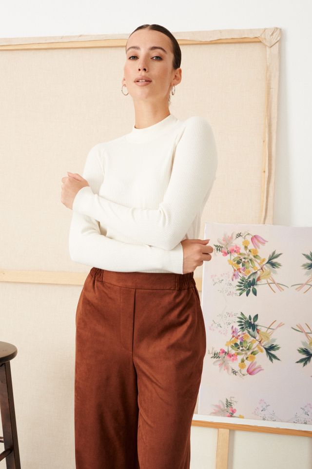 Прямые брюки из эко замши на трикотажной основе Alla арт: 4.1976 C1